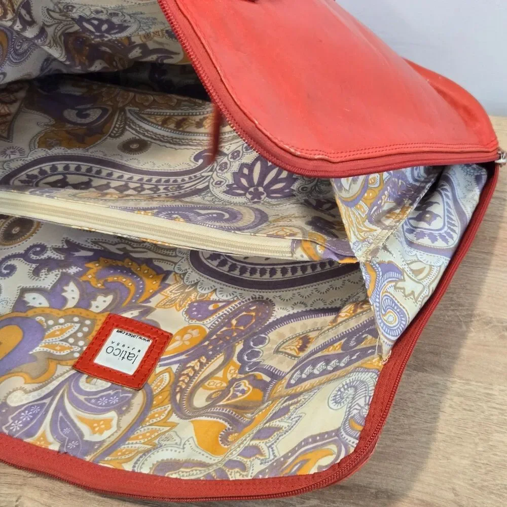 Latico‎ Red Leather Business Tote Bag Shoulder Laptop Full Zip around Organizer